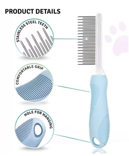 Cat Grooming Comb — Detangling Needle Brush for Healthy, Shiny Fur